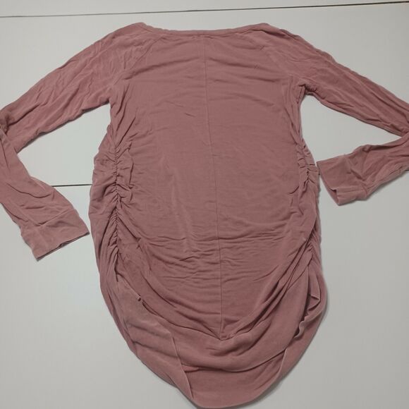 Isabel Womens Maternity S Sweater Pink Modal Spandex Long Sleeve Lace Notch Neck - Picture 2 of 12